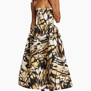Oscar de la Renta Abstract Butterfly Faille Cocktail Dress